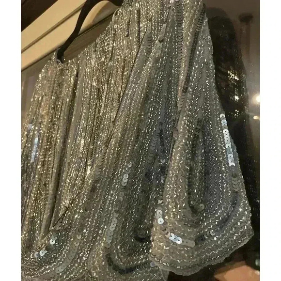 MAC DUGGAL DRESS SIZE 2 SEQUIN V NECK CAPE WIDE SLEEVE COLUMN GOWN $698 FORMAL - Picture 12 of 12